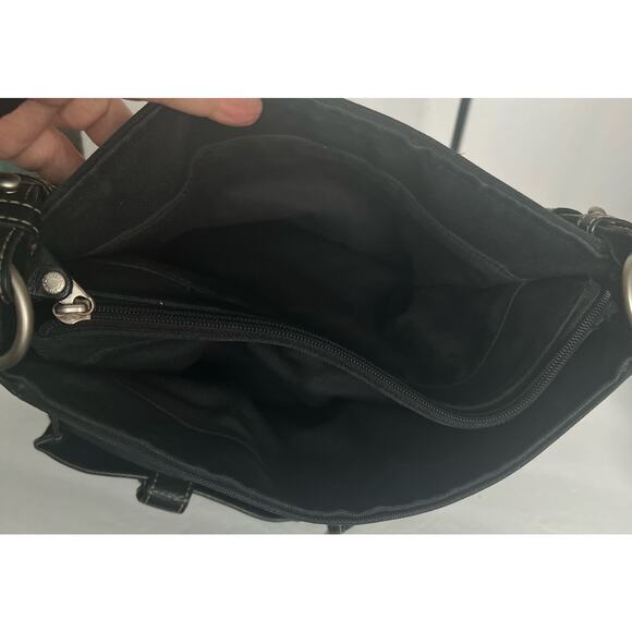 Fossil Women's Canvas and Leather Black Lots of Pockets Shoulder Bag - Picture 12 of 13